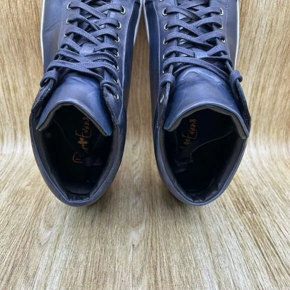Paul Evans The Carter Men's Size 12 Mid Top Blue Leather Sneakers Casual Shoes