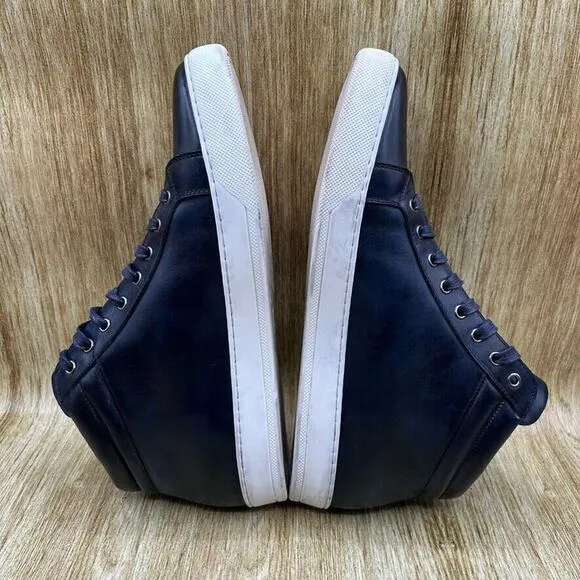 Paul Evans The Carter Men's Size 12 Mid Top Blue Leather Sneakers Casual Shoes