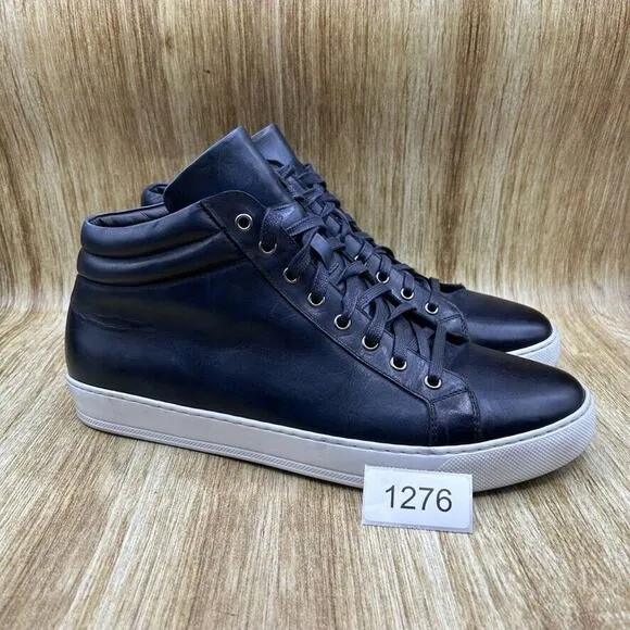 Paul Evans The Carter Men's Size 12 Mid Top Blue Leather Sneakers Casual Shoes