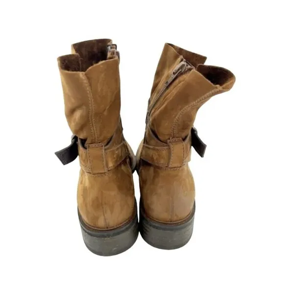 Paul Green Denver Belted Biker Boots Brown Suede SZ 6 US 3.5 UK New $479