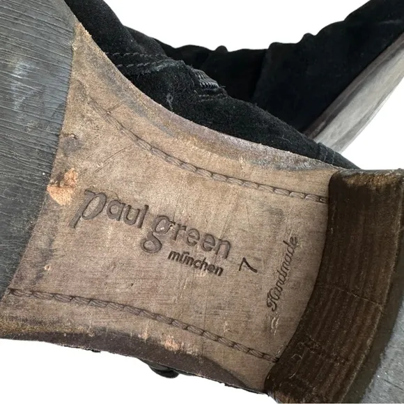 Paul Green Distressed Black Suede Ankle Boots