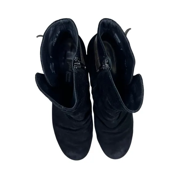 Paul Green Distressed Black Suede Ankle Boots