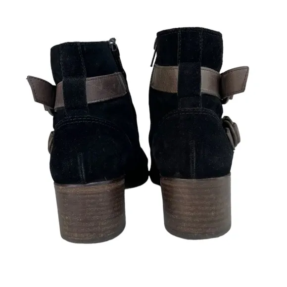 Paul Green Distressed Black Suede Ankle Boots