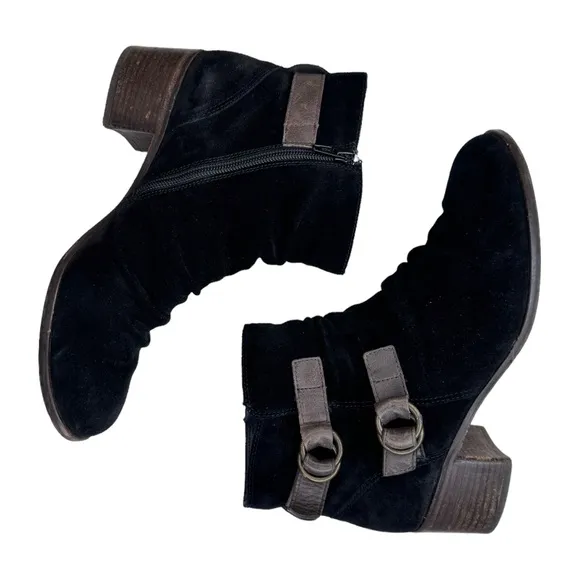 Paul Green Distressed Black Suede Ankle Boots