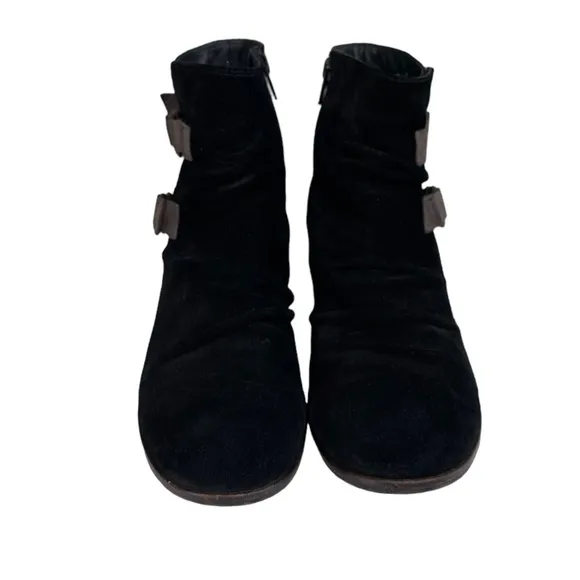 Paul Green Distressed Black Suede Ankle Boots