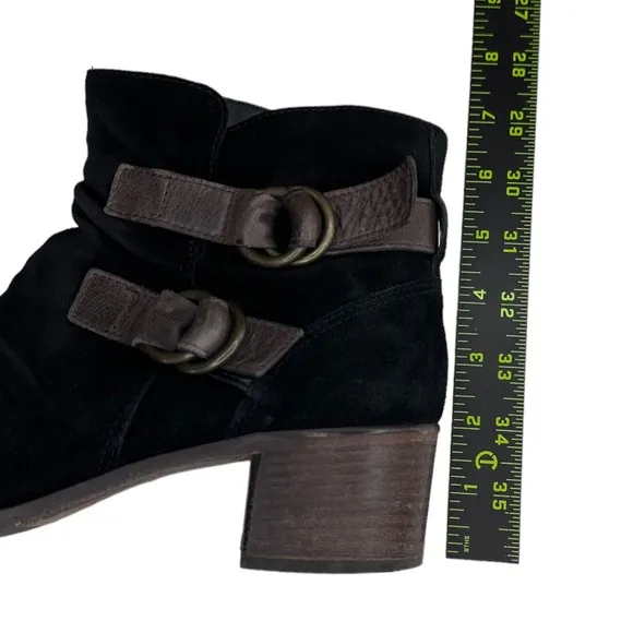 Paul Green Distressed Black Suede Ankle Boots