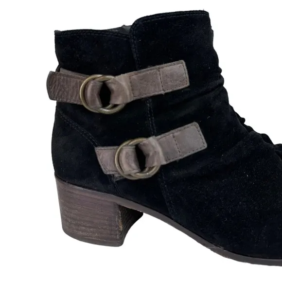 Paul Green Distressed Black Suede Ankle Boots