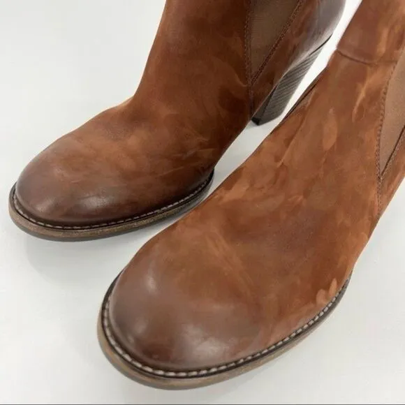 Paul Green Jules Block Heel Leather Chelsea Boots Brown Size 8 UK 10.5 US