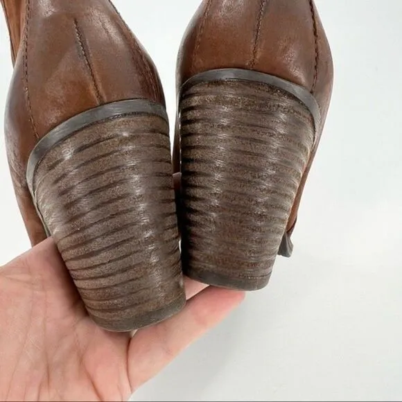 Paul Green Jules Block Heel Leather Chelsea Boots Brown Size 8 UK 10.5 US