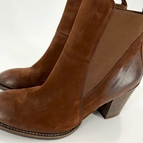 Paul Green Jules Block Heel Leather Chelsea Boots Brown Size 8 UK 10.5 US