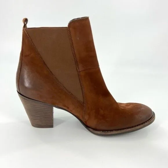Paul Green Jules Block Heel Leather Chelsea Boots Brown Size 8 UK 10.5 US