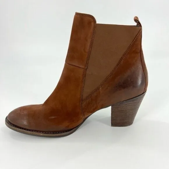 Paul Green Jules Block Heel Leather Chelsea Boots Brown Size 8 UK 10.5 US