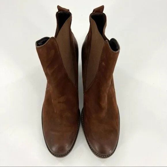 Paul Green Jules Block Heel Leather Chelsea Boots Brown Size 8 UK 10.5 US