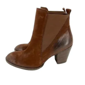 Paul Green Jules Block Heel Leather Chelsea Boots Brown Size 8 UK 10.5 US