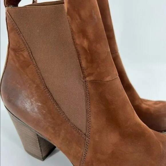 Paul Green Jules Block Heel Leather Chelsea Boots Brown Size 8 UK 10.5 US