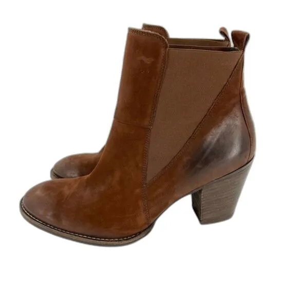 Paul Green Jules Block Heel Leather Chelsea Boots Brown Size 8 UK 10.5 US