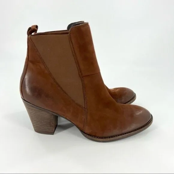 Paul Green Jules Block Heel Leather Chelsea Boots Brown Size 8 UK 10.5 US
