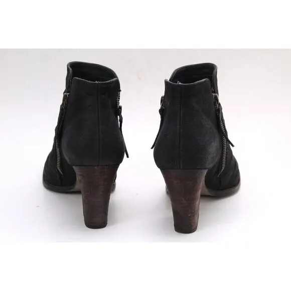 paul green malibu boots booties leather black dual zip womens shoes uk 6 us 8.5