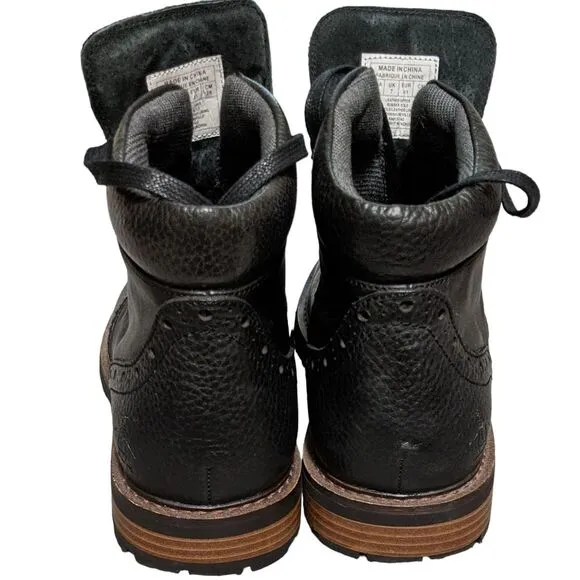 Penguin black leather lace up chukka round toe ankle boots logo  men's size 8