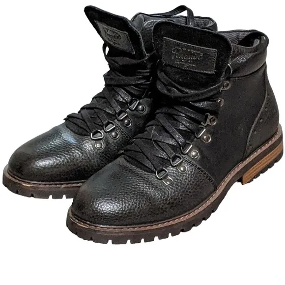 Penguin black leather lace up chukka round toe ankle boots logo  men's size 8