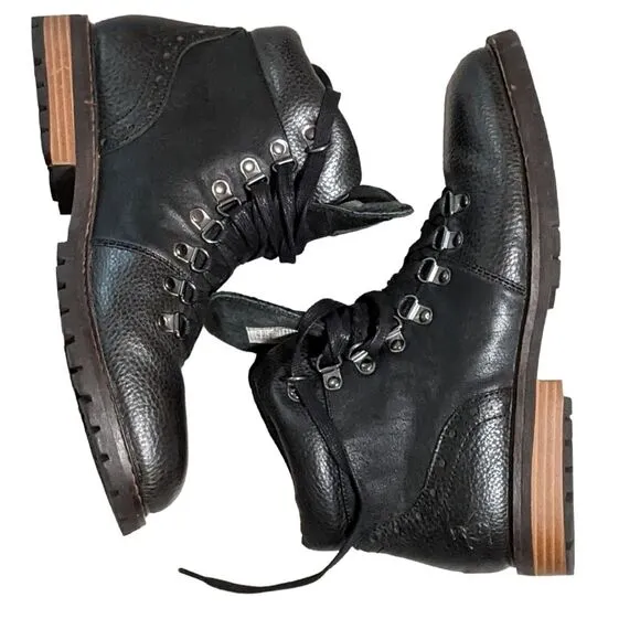 Penguin black leather lace up chukka round toe ankle boots logo  men's size 8