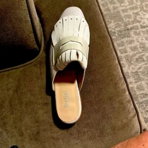PERTINI Women Loafers Mules Shoes White/Gray sz 39.5 (8.5) OFFERS WELCOME