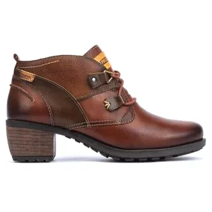 PIKOLINOS Ankle Boots in Cuero Leather Lace Up Block Heel Round Toe