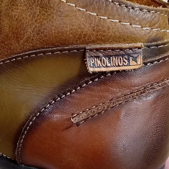 PIKOLINOS Ankle Boots in Cuero Leather Lace Up Block Heel Round Toe