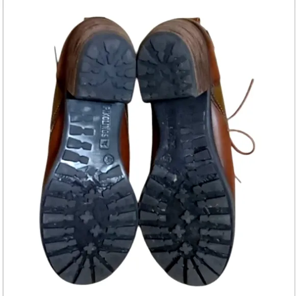 PIKOLINOS Ankle Boots in Cuero Leather Lace Up Block Heel Round Toe