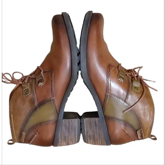 PIKOLINOS Ankle Boots in Cuero Leather Lace Up Block Heel Round Toe