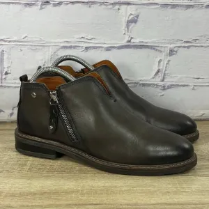 Pikolinos Ordino Brown Leather Ankle Boots Women's EU 39 US 8.5 Gray Zip Bootie