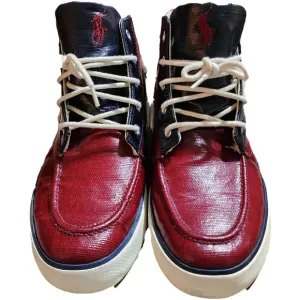 Polo Ralph Lauren Lander Chukka Boots Mens Sz 9 1/2 D Red Plaid Canvas Shoes