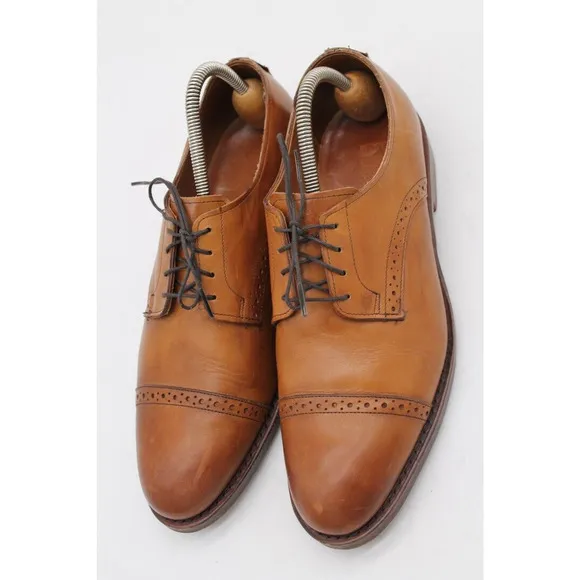 Polo Ralph Lauren Saddle Brown cap toe Broque oxford Shoes Made in USA US 9.5 D
