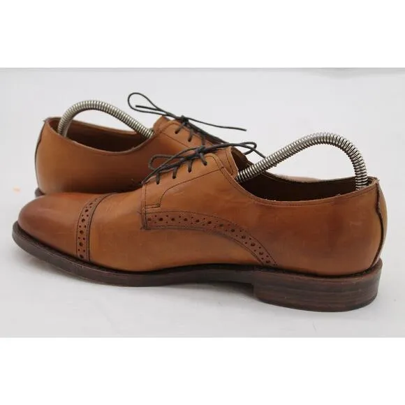 Polo Ralph Lauren Saddle Brown cap toe Broque oxford Shoes Made in USA US 9.5 D