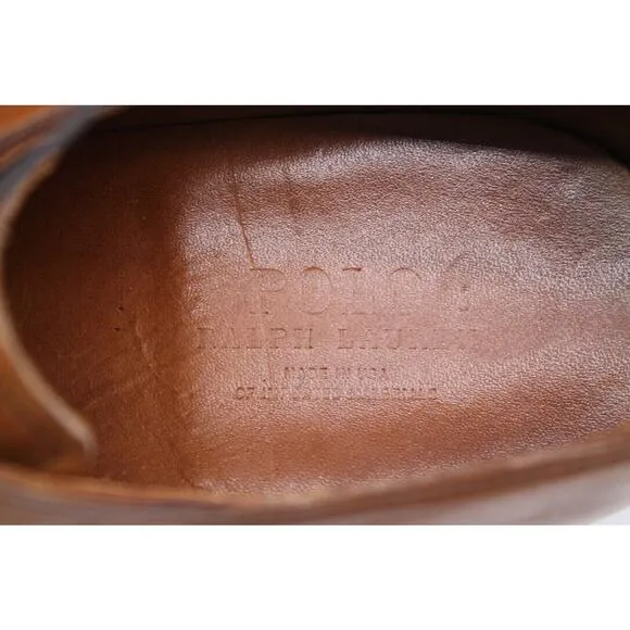 Polo Ralph Lauren Saddle Brown cap toe Broque oxford Shoes Made in USA US 9.5 D