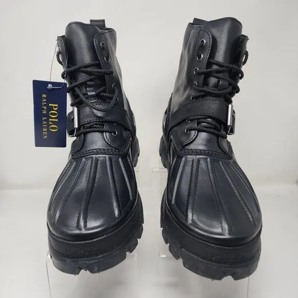 Polo Ralph Lauren Waterproof Boots Mens 11 Black Oslo High Leather Buckle Shoes