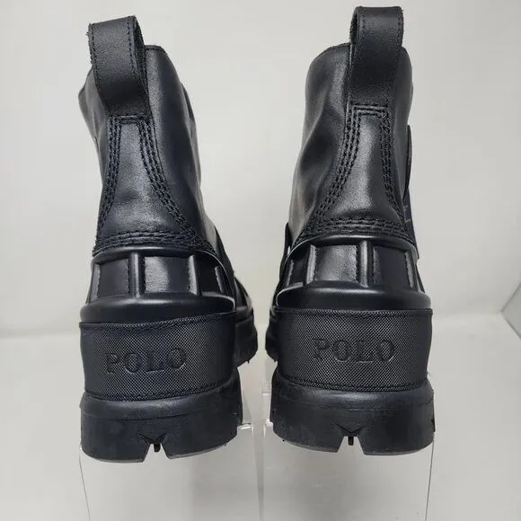 Polo Ralph Lauren Waterproof Boots Mens 11 Black Oslo High Leather Buckle Shoes