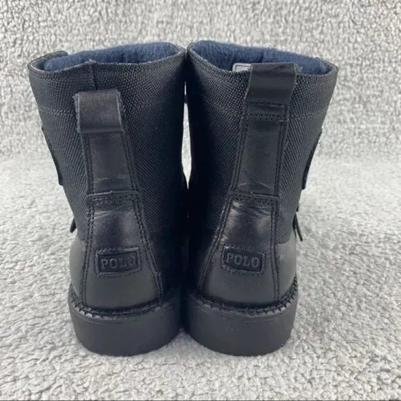 POLO RALPH LAUREN Ranger HI II‎ Combat Boots Shoes Boys 1.5 Kids Black Leather