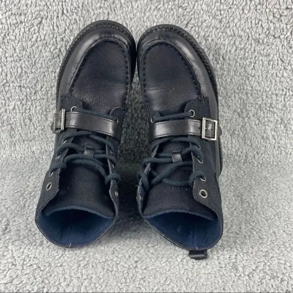 POLO RALPH LAUREN Ranger HI II‎ Combat Boots Shoes Boys 1.5 Kids Black Leather
