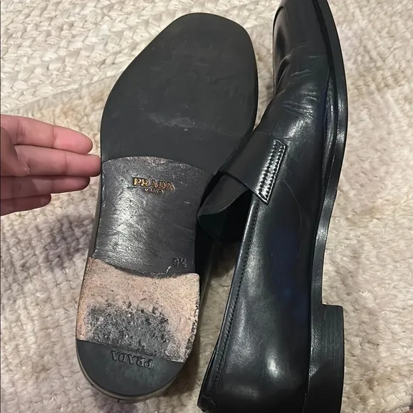 Prada Men's Black Leather Loafers