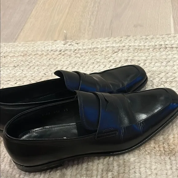 Prada Men's Black Leather Loafers