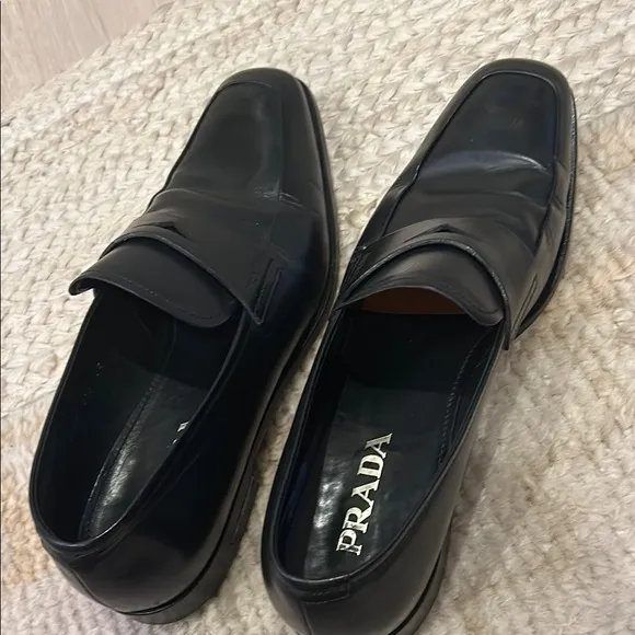 Prada Men's Black Leather Loafers