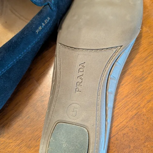 PRADA Navy Blue Suede Silver Bit Driving Shoes Loafers Mens UK 5 US 6 EU 39