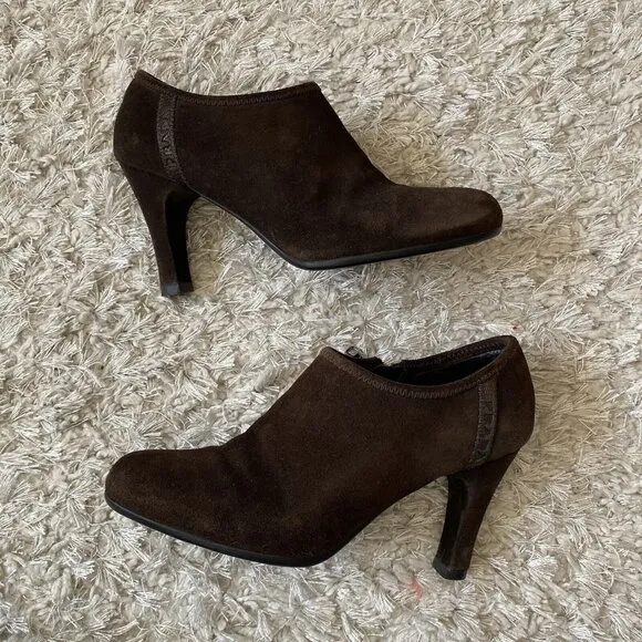 Prada Women’s Boots Brown Suede Zip-Up High Heeled Ankle Shoes Size 8.5