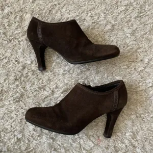 Prada Women’s Boots Brown Suede Zip-Up High Heeled Ankle Shoes Size 8.5