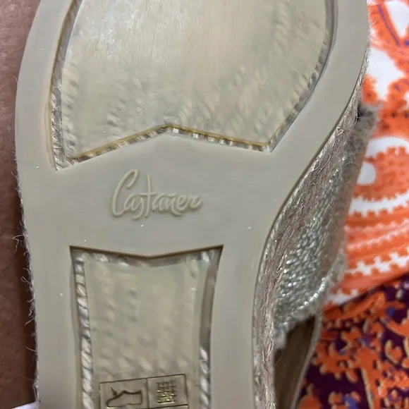 Pretty golden Castaner wedges. Buckled, cloth, wedge heels, perfect!