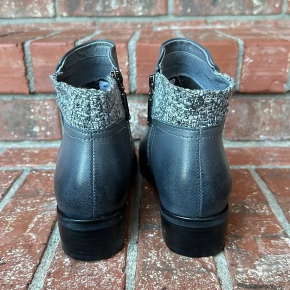 Propét Women's Size 7.5 Charcoal Taneka Full Zip Tweed Accent Leather Ankle Boot