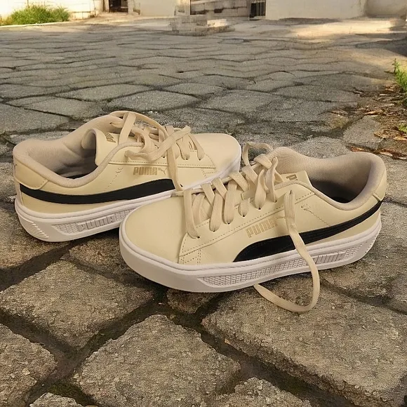 Puma Womens Smash V3 Platform Lace Up Sneakers Shoes Casual