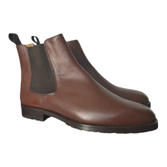 Qüero handmade Spanish Chelsea leather brown boots size 9