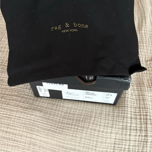 Rag &amp; Bone Black Leather Ankle Boots, size 37.5/7.5, NWT